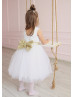 Gold Star Moon Tulle V Back Flower Girl Dress
